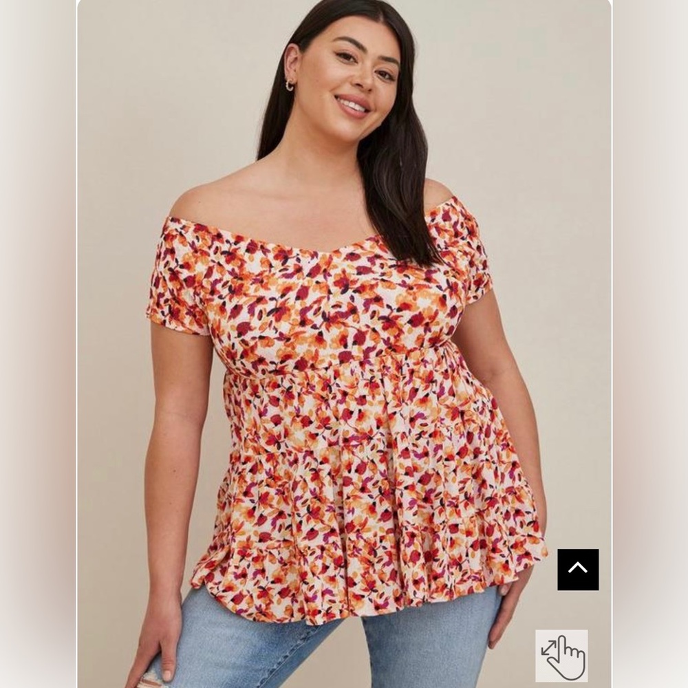 Torrid off the shoulder smocked Bodice top